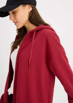 bonprix Sweat|Basics^Long-Sweatjacke pflaumenrot