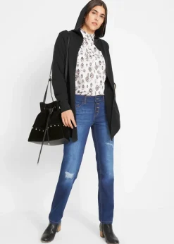 bonprix Bekleidung·Blusen & Tuniken|Sweat^Long-Sweatjacke aus Baumwoll-Mix schwarz