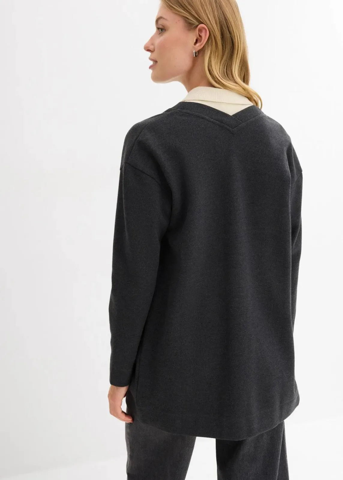 bonprix Bekleidung·Blusen & Tuniken|Sweat^Long-Sweatjacke aus weichem Baumwoll-Mix anthrazit meliert