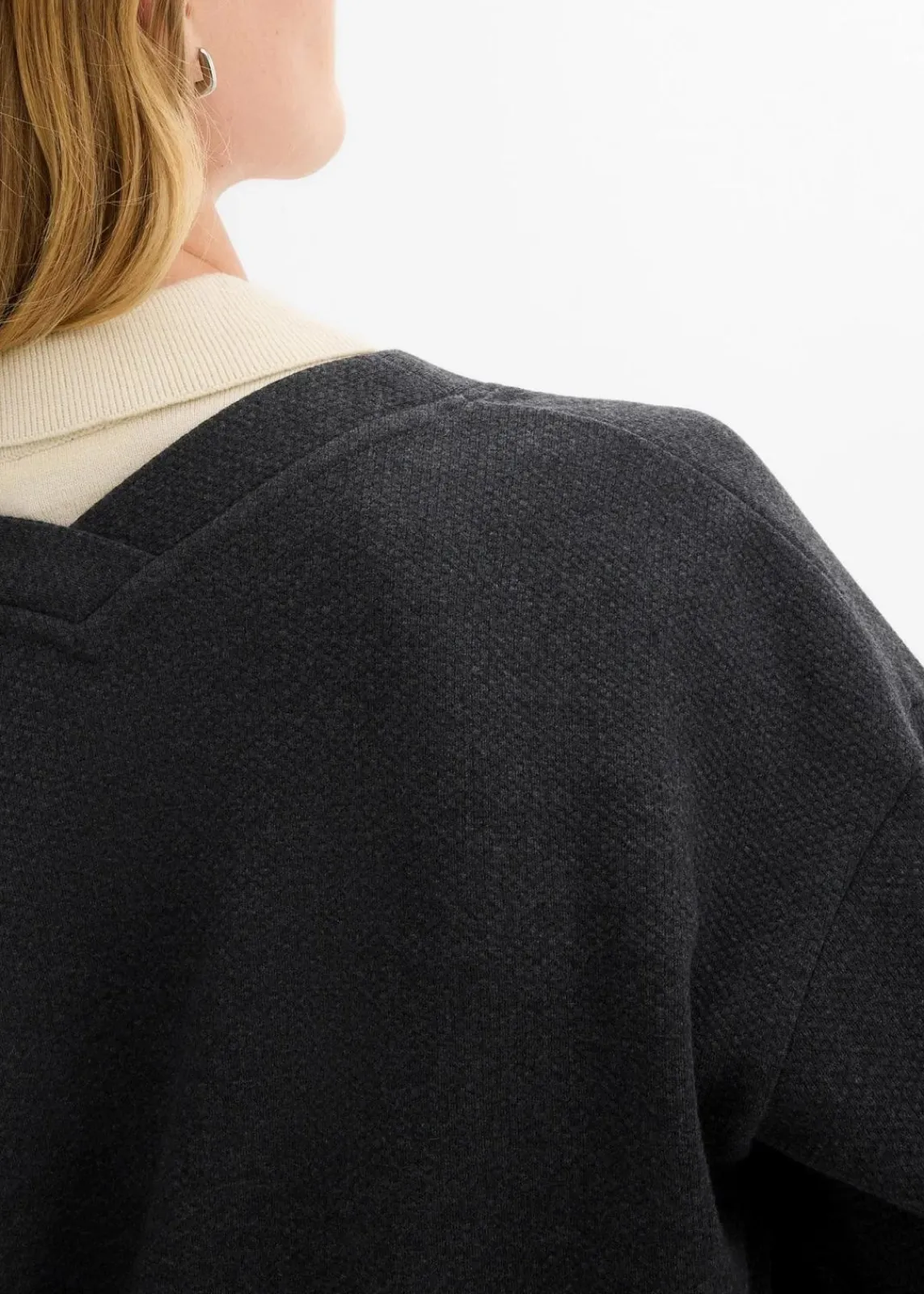 bonprix Bekleidung·Blusen & Tuniken|Sweat^Long-Sweatjacke aus weichem Baumwoll-Mix anthrazit meliert