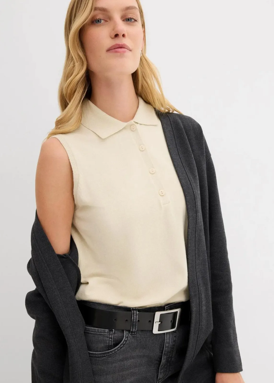 bonprix Bekleidung·Blusen & Tuniken|Sweat^Long-Sweatjacke aus weichem Baumwoll-Mix anthrazit meliert