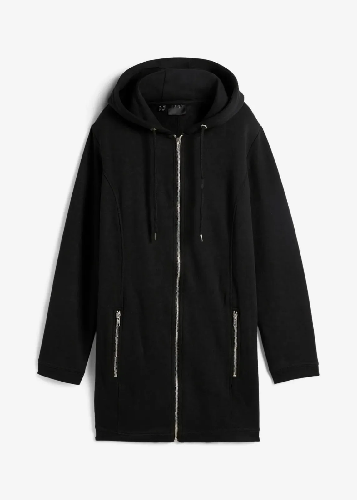 bonprix Bekleidung·Blusen & Tuniken|Sweat^Long-Sweatjacke mit Reißverschlusstaschen schwarz