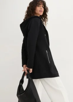 bonprix Bekleidung·Blusen & Tuniken|Sweat^Long-Sweatjacke mit Reißverschlusstaschen schwarz