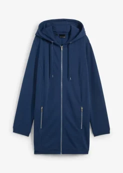 bonprix Sweat|Bekleidung·Blusen & Tuniken^Long-Sweatjacke mit Reißverschlusstaschen tiefblau