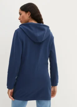 bonprix Sweat|Bekleidung·Blusen & Tuniken^Long-Sweatjacke mit Reißverschlusstaschen tiefblau