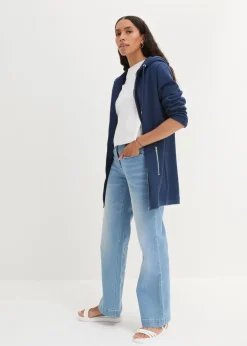 bonprix Sweat|Bekleidung·Blusen & Tuniken^Long-Sweatjacke mit Reißverschlusstaschen tiefblau