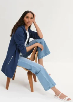 bonprix Sweat|Bekleidung·Blusen & Tuniken^Long-Sweatjacke mit Reißverschlusstaschen tiefblau