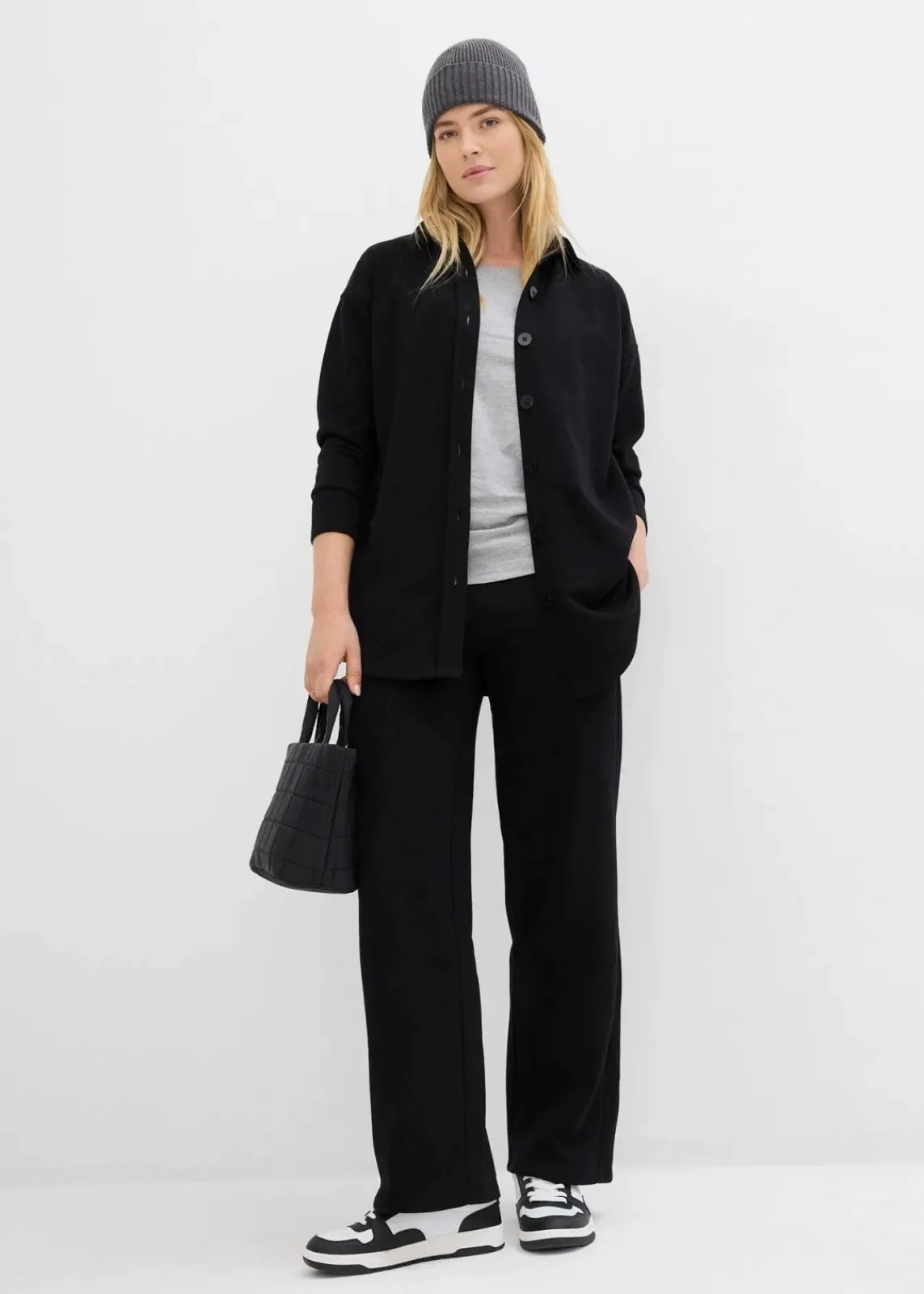 bonprix Bekleidung·Blusen & Tuniken|Sweat^Long-Sweatjacke mit Taschen schwarz