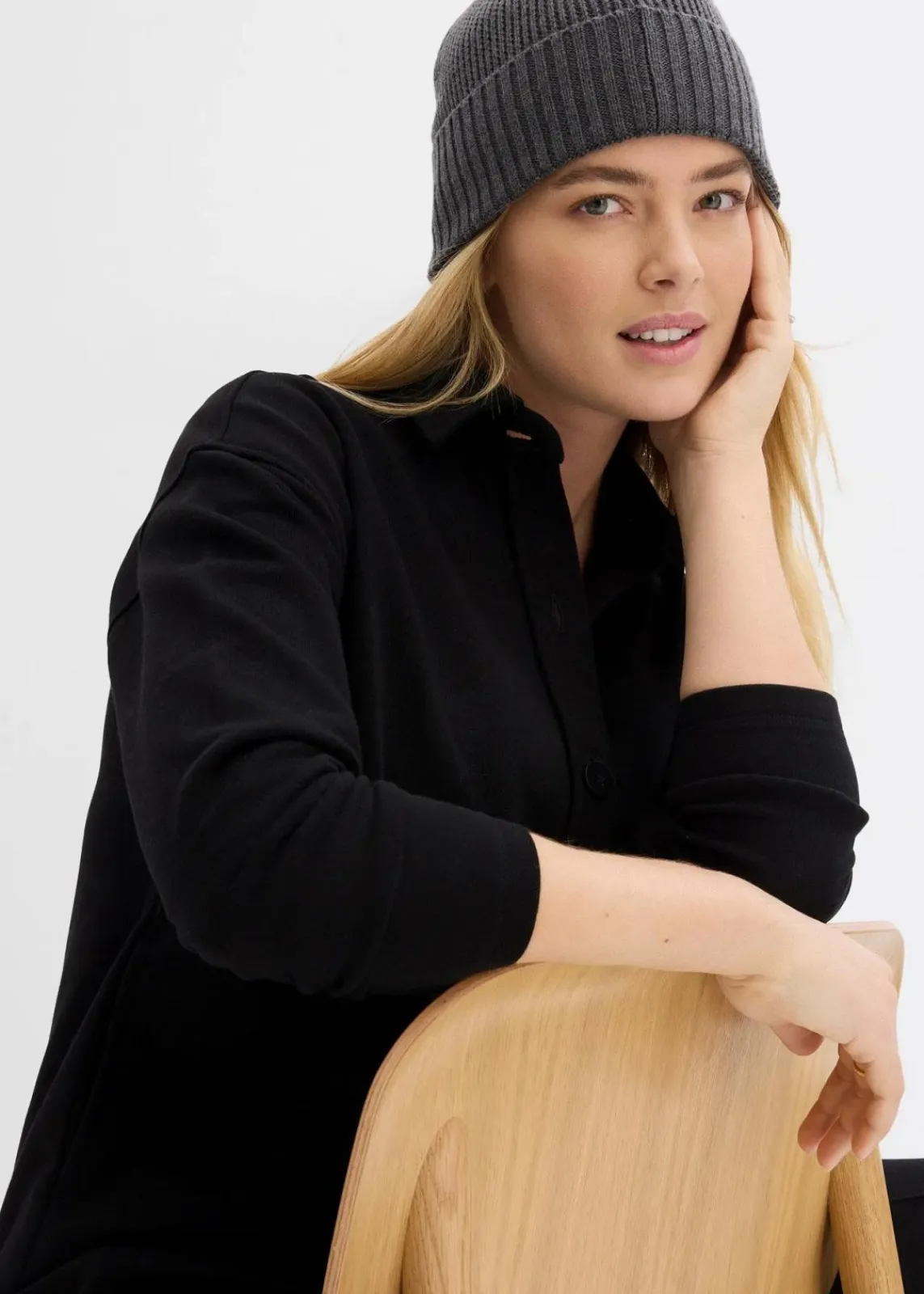 bonprix Bekleidung·Blusen & Tuniken|Sweat^Long-Sweatjacke mit Taschen schwarz