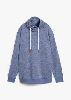 bonprix Sweat|Bekleidung·Blusen & Tuniken^Long-Sweatshirt mattblau meliert