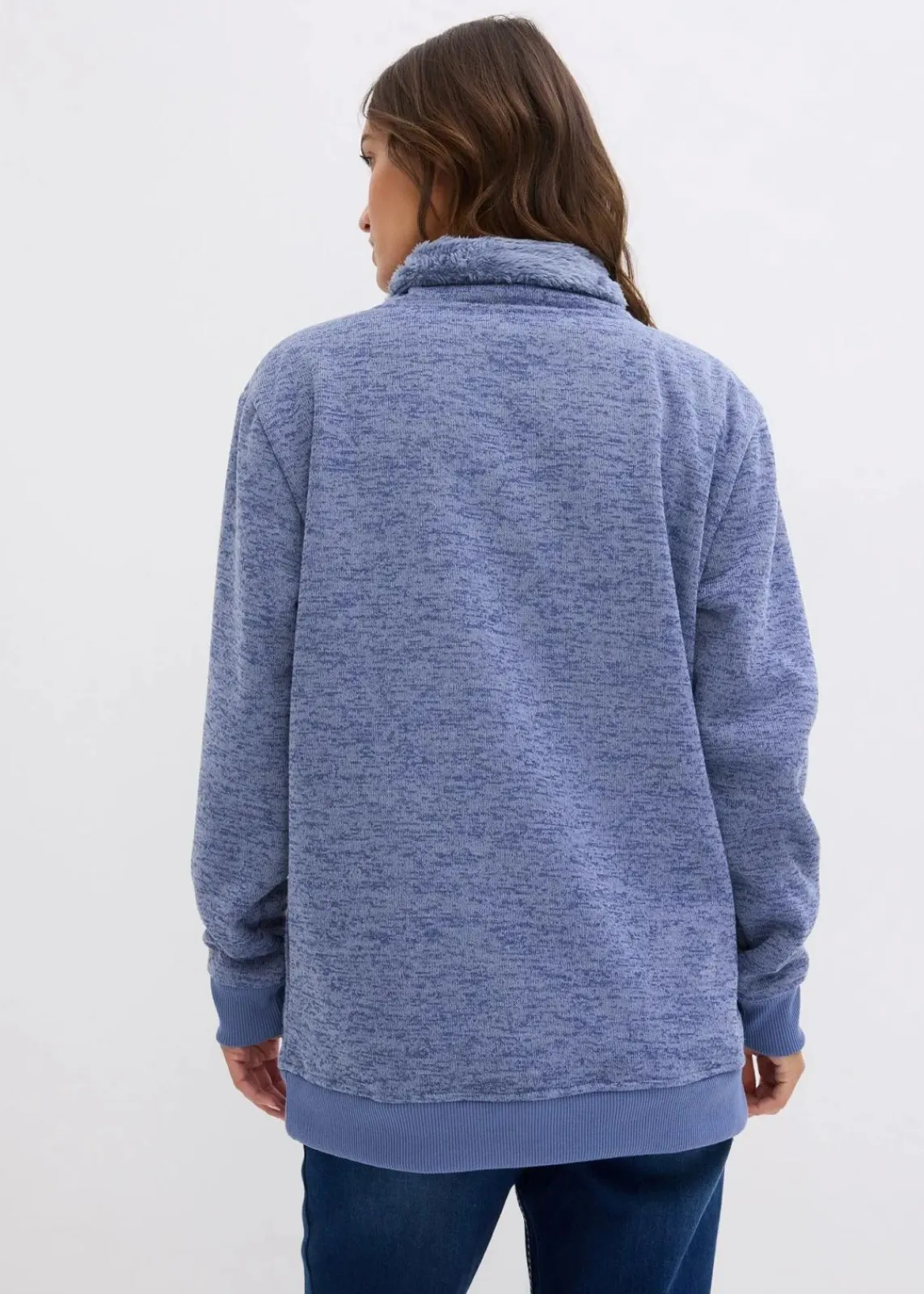 bonprix Sweat|Bekleidung·Blusen & Tuniken^Long-Sweatshirt mattblau meliert