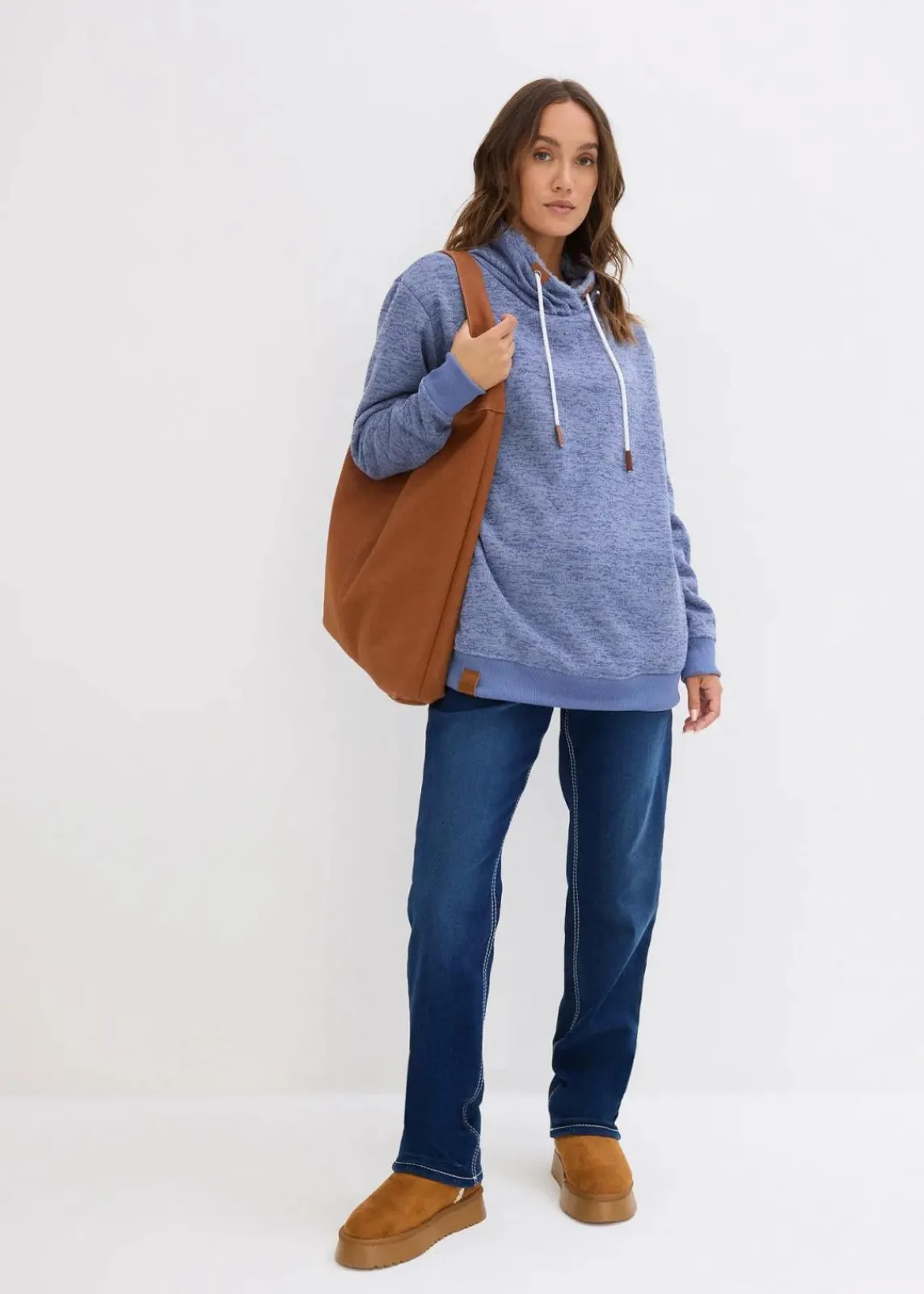 bonprix Sweat|Bekleidung·Blusen & Tuniken^Long-Sweatshirt mattblau meliert