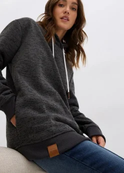 bonprix Bekleidung·Blusen & Tuniken|Sweat^Long-Sweatshirt anthrazit meliert meliert
