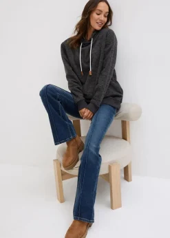 bonprix Bekleidung·Blusen & Tuniken|Sweat^Long-Sweatshirt anthrazit meliert meliert