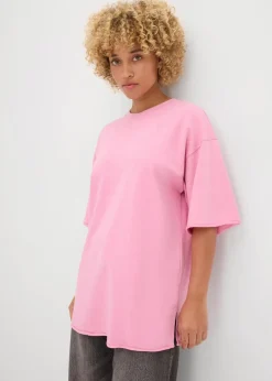 bonprix Sweat|Zweiteiler & Sets^Long-Sweatshirt aus reiner Baumwolle blütenpink