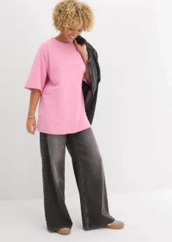 bonprix Sweat|Zweiteiler & Sets^Long-Sweatshirt aus reiner Baumwolle blütenpink