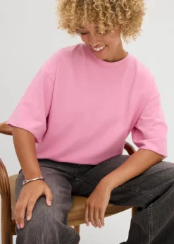 bonprix Sweat|Zweiteiler & Sets^Long-Sweatshirt aus reiner Baumwolle blütenpink