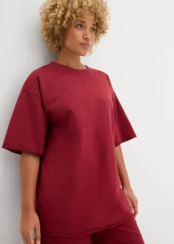bonprix Sweat|Zweiteiler & Sets^Long-Sweatshirt aus reiner Baumwolle pflaumenrot