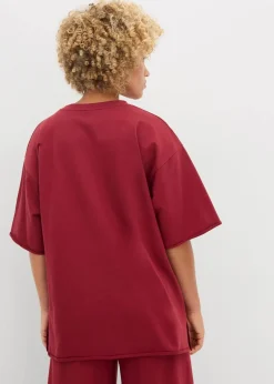 bonprix Sweat|Zweiteiler & Sets^Long-Sweatshirt aus reiner Baumwolle pflaumenrot