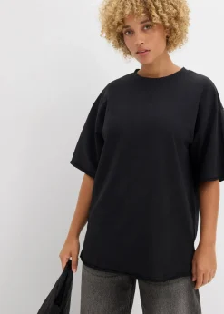 bonprix Bekleidung·Blusen & Tuniken|Zweiteiler & Sets^Long-Sweatshirt aus reiner Baumwolle schwarz