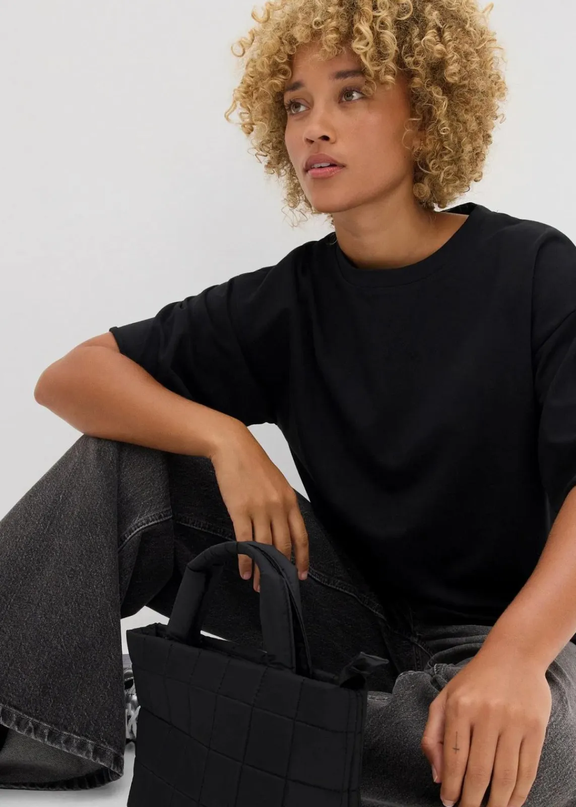 bonprix Bekleidung·Blusen & Tuniken|Zweiteiler & Sets^Long-Sweatshirt aus reiner Baumwolle schwarz