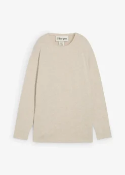 bonprix Bekleidung·Blusen & Tuniken|Zweiteiler & Sets^Long-Sweatshirt in Strickoptik hellsand meliert