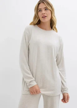 bonprix Bekleidung·Blusen & Tuniken|Zweiteiler & Sets^Long-Sweatshirt in Strickoptik hellsand meliert