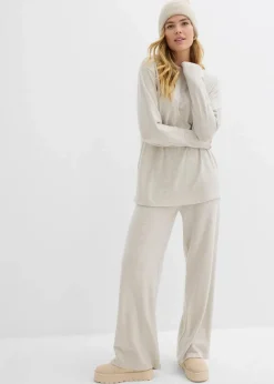 bonprix Bekleidung·Blusen & Tuniken|Zweiteiler & Sets^Long-Sweatshirt in Strickoptik hellsand meliert