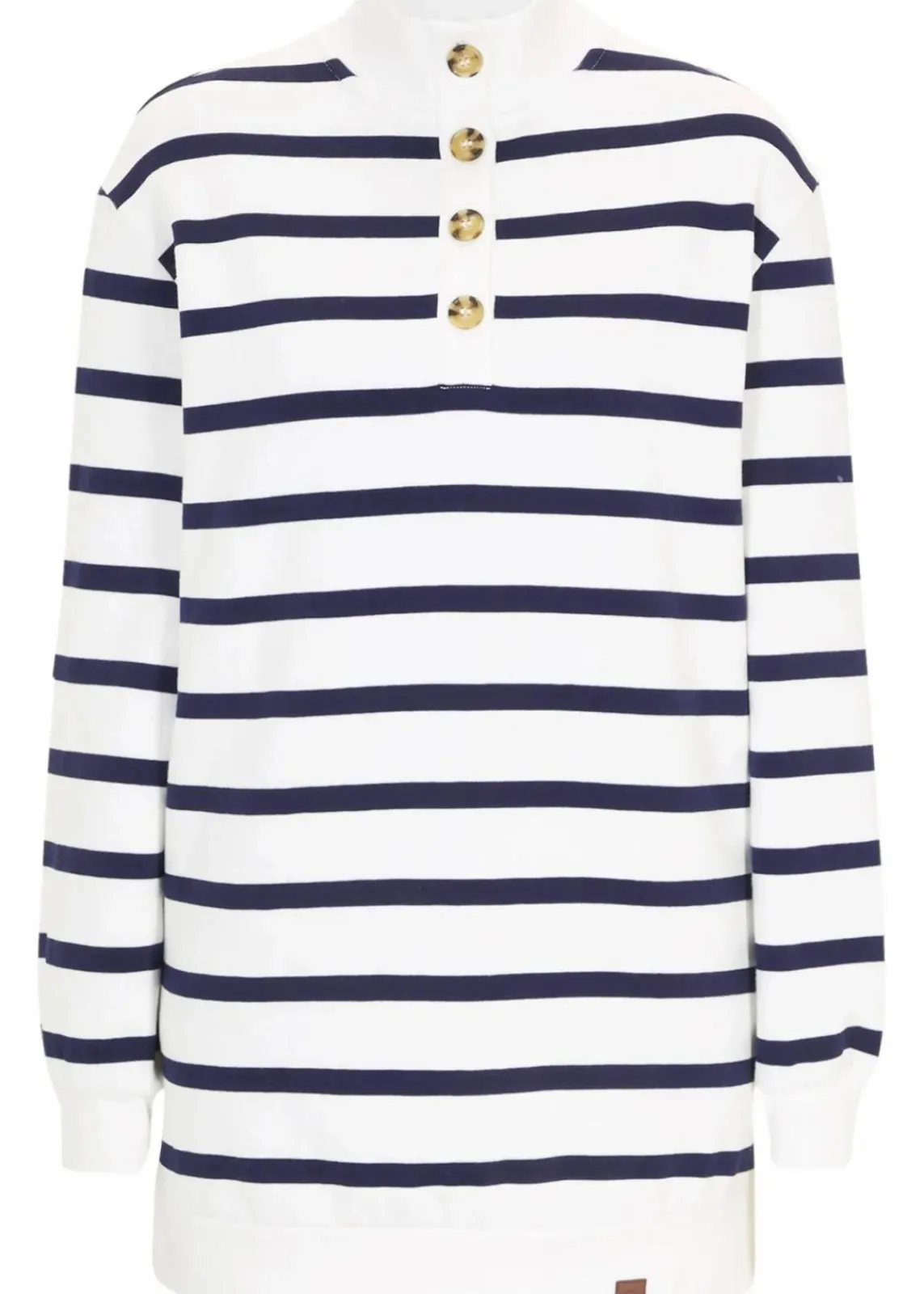 bonprix Sweat|Bekleidung·Blusen & Tuniken^Longsweatshirt mit Troyer-Kragen wollweiß gestreift