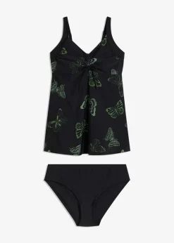 bonprix Tankinis|Bademode·Tankinis^Long-Tankini mit V-Ausschnitt (2-tlg.Set) schwarz/oliv