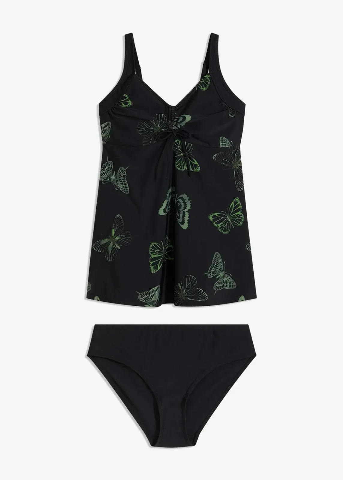 bonprix Tankinis|Bademode·Tankinis^Long-Tankini mit V-Ausschnitt (2-tlg.Set) schwarz/oliv