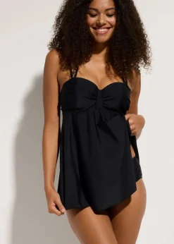 bonprix Nachhaltigere Materialien|Bademode·Tankinis^Long-Tankini mit verzierten Trägern (2-tlg.Set) schwarz