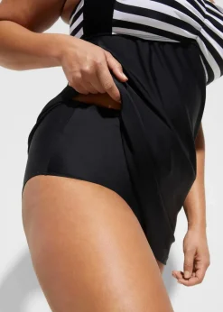 bonprix Nachhaltigere Materialien|Bedeckende Bademode^Long-Tankini (2-tlg. Set) mit Highwaist-Bikinihose schwarz/weiß