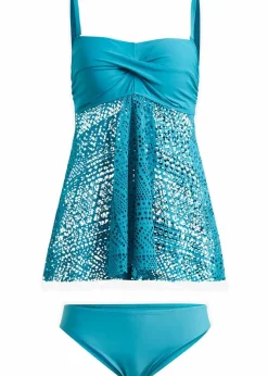 bonprix Nachhaltigere Materialien|Tankinis^Long-Tankini (2-tlg. Set) mit Spitze petrol