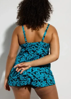 bonprix Nachhaltigere Materialien|Tankinis^Long-Tankini (2-tlg.Set) schwarz/türkis floral