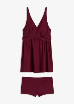 bonprix Nachhaltigere Materialien|Bademode·Tankinis^Long-Tankini (2-tlg.Set) mit V-Ausschnitt ahornrot