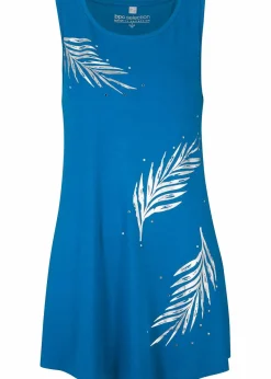 bonprix Shirts & Tops|Nachhaltigere Materialien^Long-Top azurblau/silber bedruckt