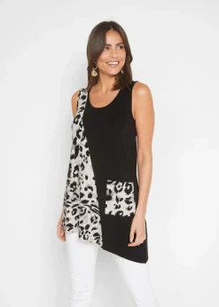 bonprix Shirts & Tops^Long-Top schwarz/ leo bedruckt