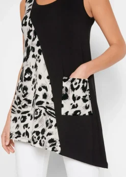 bonprix Shirts & Tops^Long-Top schwarz/ leo bedruckt