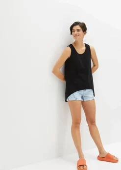 bonprix Shirts & Tops|Nachhaltigere Materialien^Long-Top aus Bio-Baumwolle schwarz