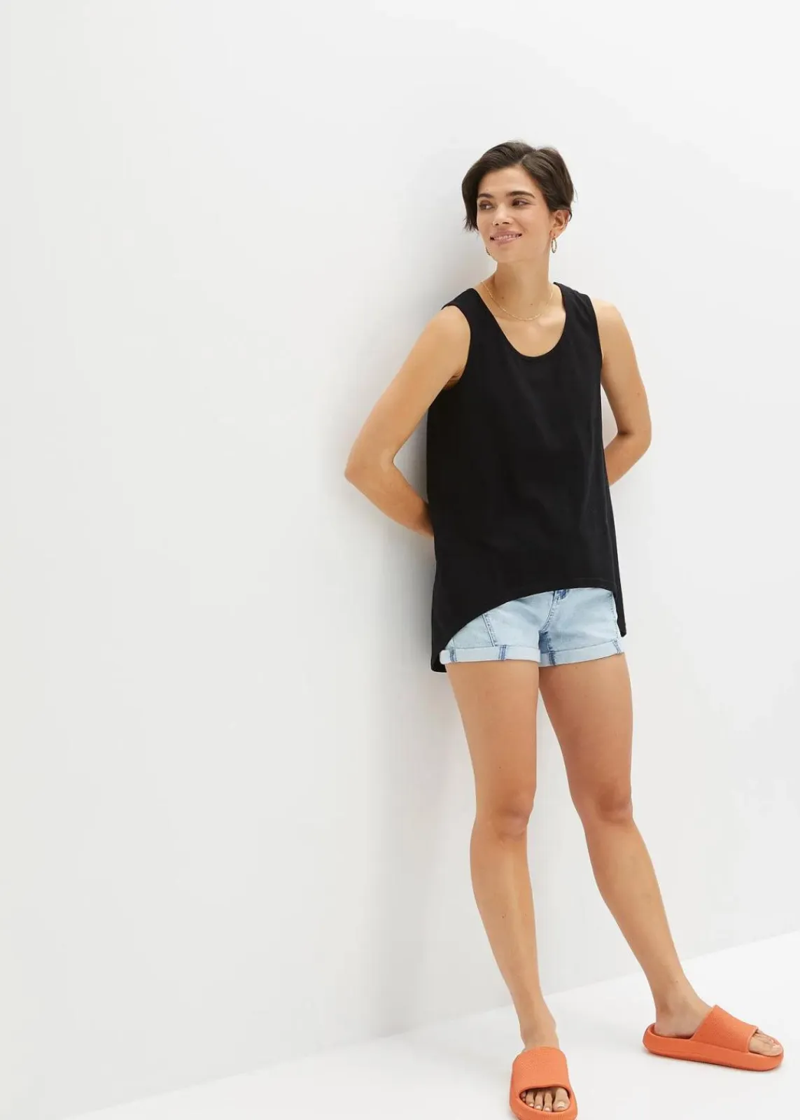 bonprix Shirts & Tops|Nachhaltigere Materialien^Long-Top aus Bio-Baumwolle schwarz