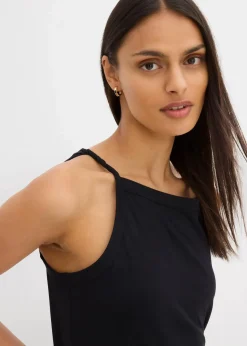 bonprix Shirts & Tops^Long-Top aus elastischem Baumwoll-Mix schwarz