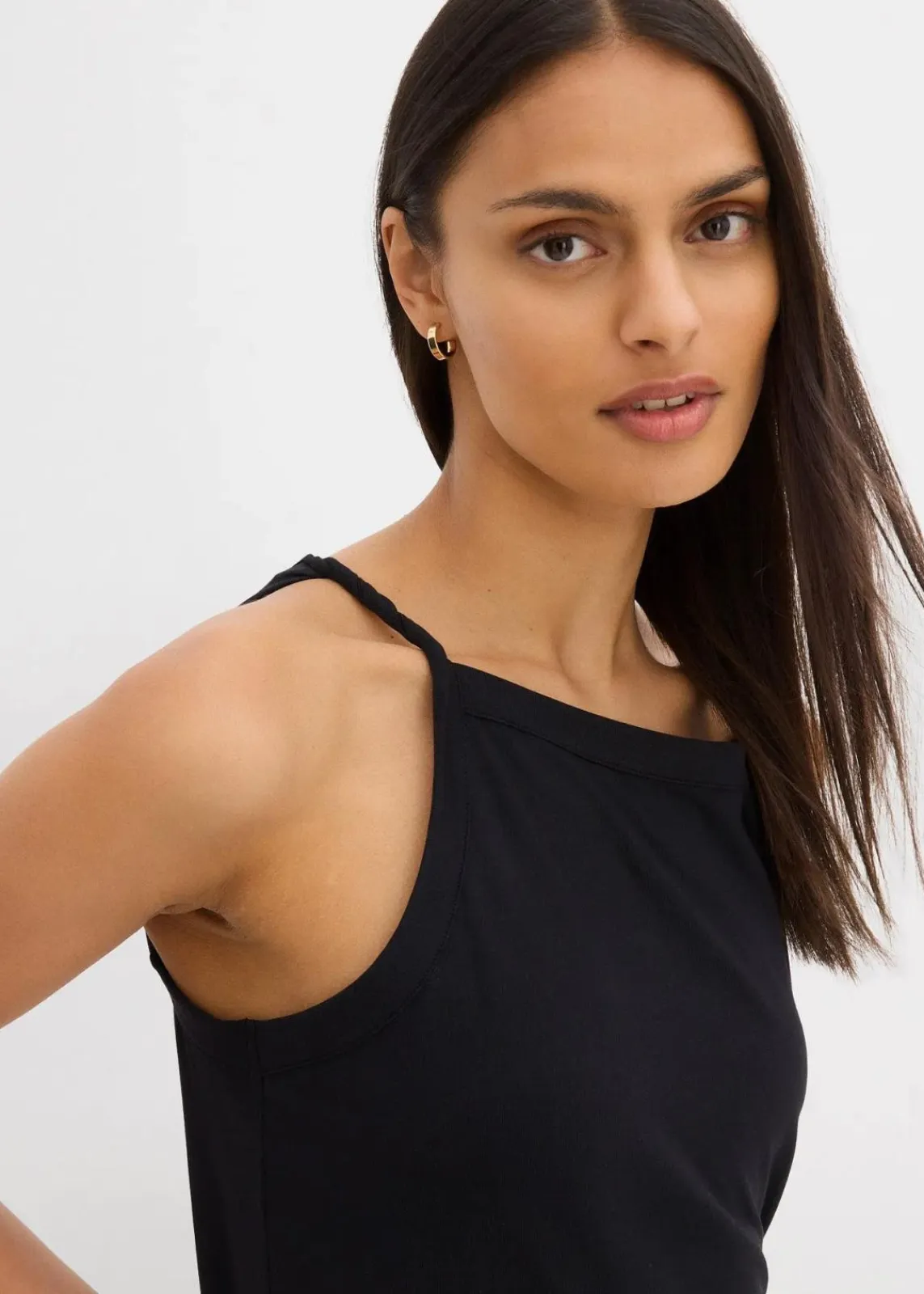 bonprix Shirts & Tops^Long-Top aus elastischem Baumwoll-Mix schwarz