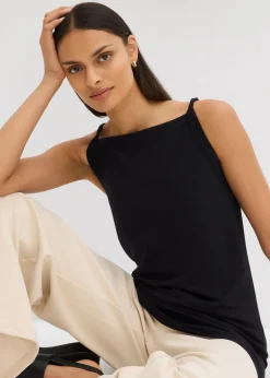 bonprix Shirts & Tops^Long-Top aus elastischem Baumwoll-Mix schwarz