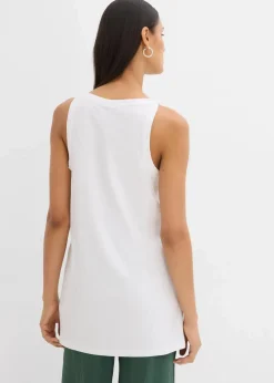 bonprix Shirts & Tops^Long-Top aus elastischem Baumwoll-Mix weiß