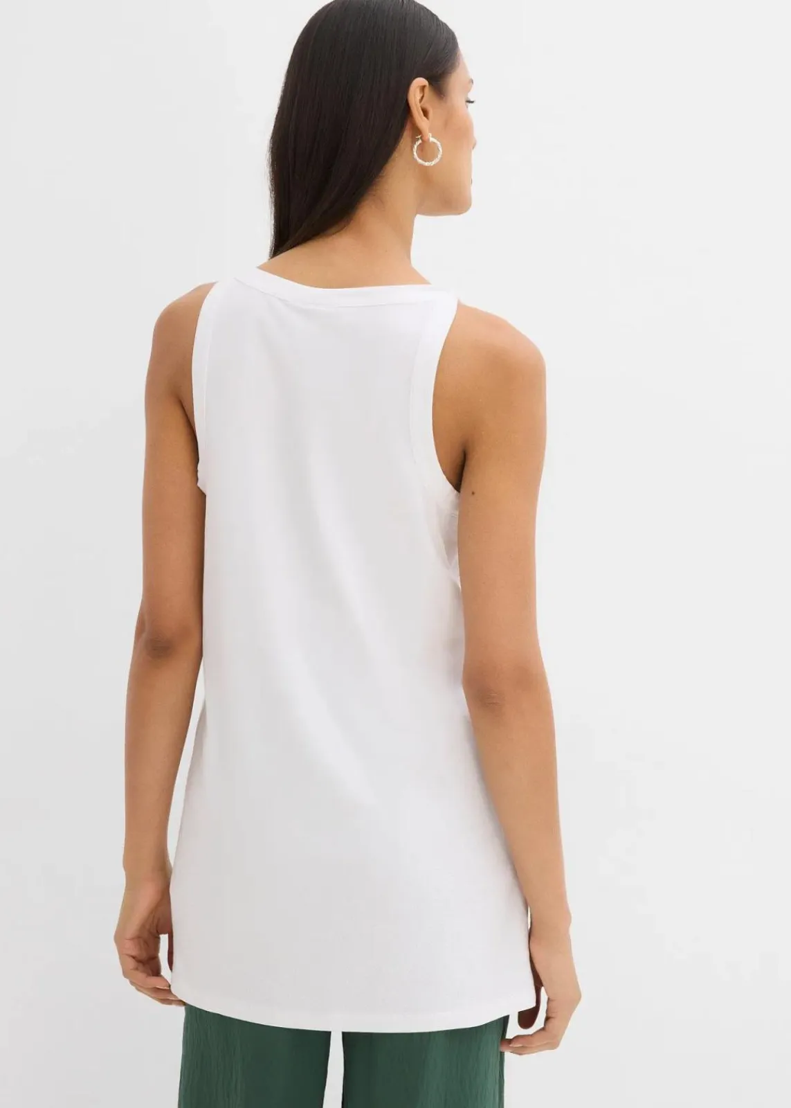 bonprix Shirts & Tops^Long-Top aus elastischem Baumwoll-Mix weiß