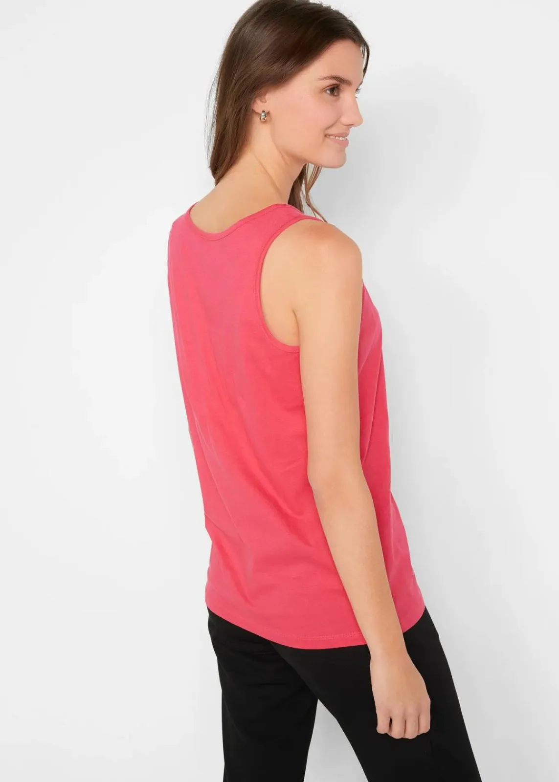 bonprix Shirts & Tops|Basics^Long-Top aus reiner Baumwolle (5er Pack) hibiskuspink + hellgrau meliert + weiß + schwarz + dunkelblau