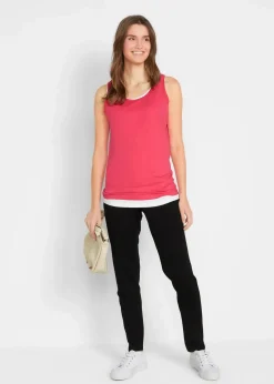 bonprix Shirts & Tops|Basics^Long-Top aus reiner Baumwolle (5er Pack) hibiskuspink + hellgrau meliert + weiß + schwarz + dunkelblau