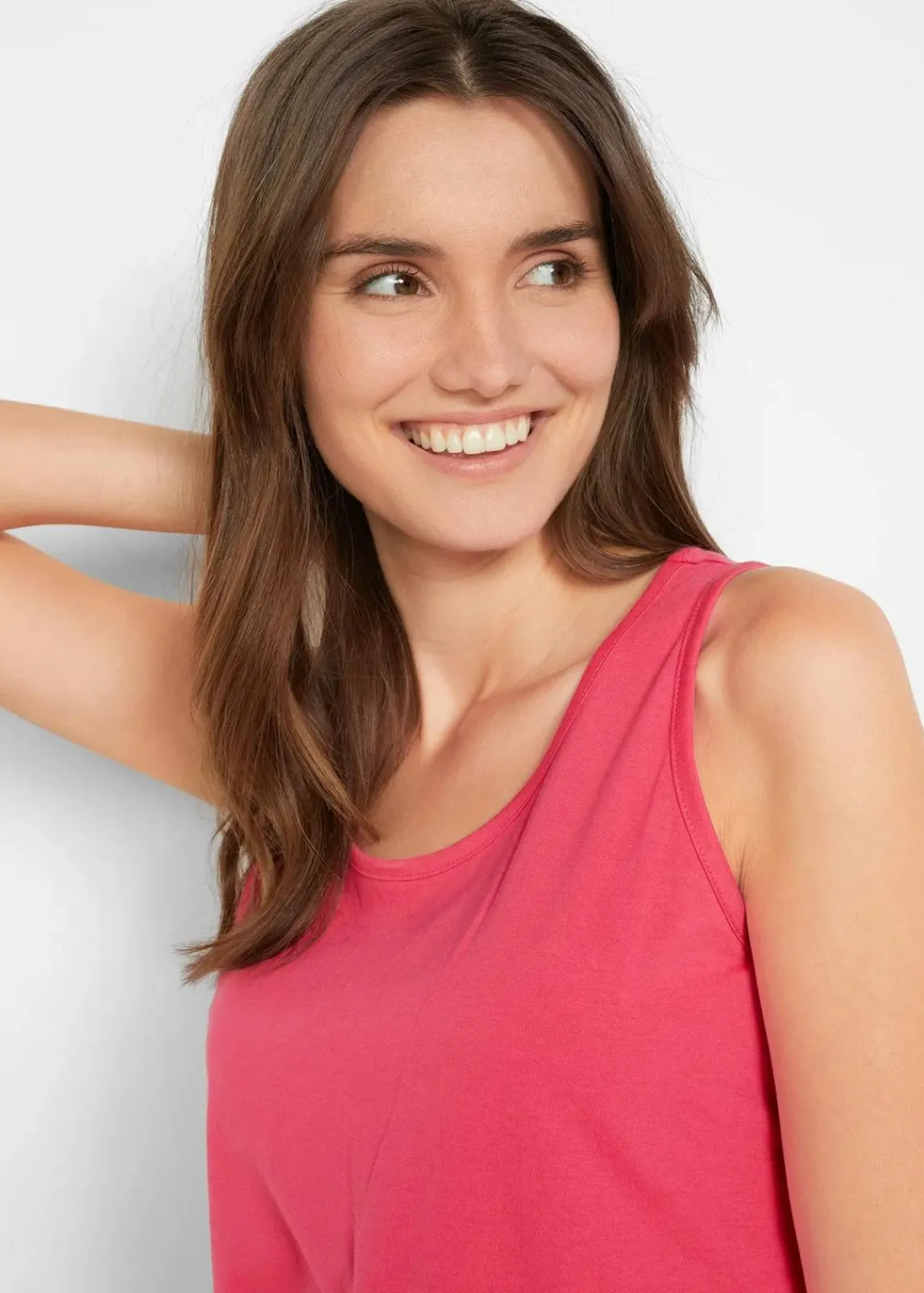 bonprix Shirts & Tops|Basics^Long-Top aus reiner Baumwolle (5er Pack) hibiskuspink + hellgrau meliert + weiß + schwarz + dunkelblau