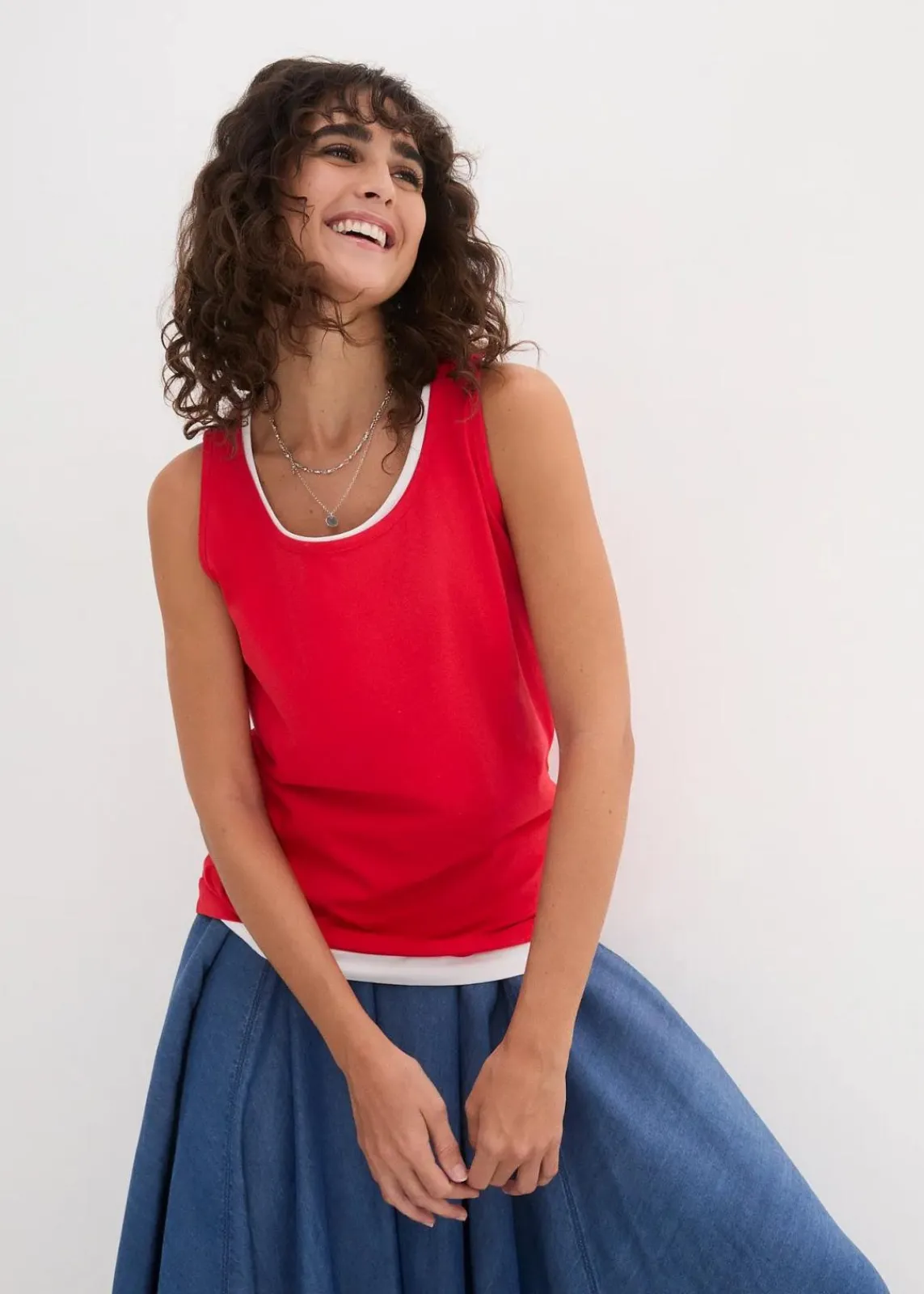 bonprix Shirts & Tops|Basics^Long-Top aus reiner Baumwolle (5er Pack) erdbeere + weiß + hellgrau meliert + dunkelblau + schwarz